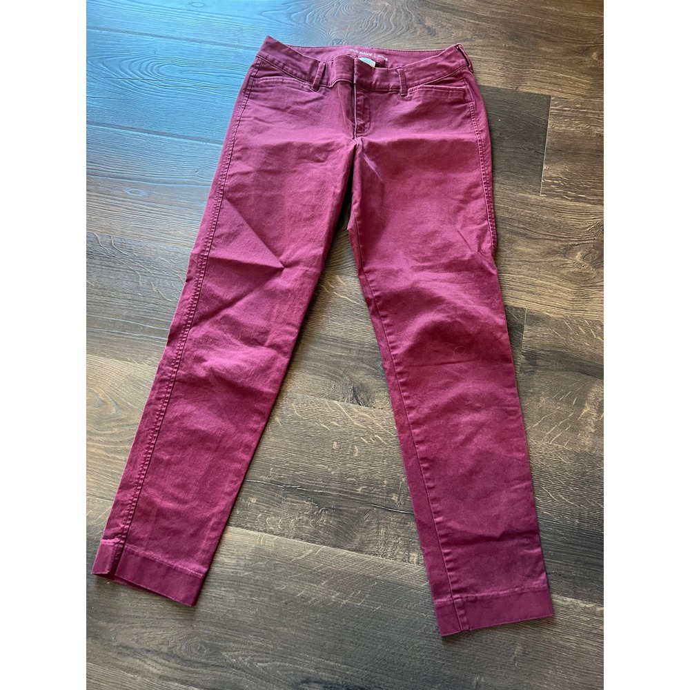 Old Navy Pixie Pants Womens Size‎ 2 Regular Burgundy Stretch Casual Trousers